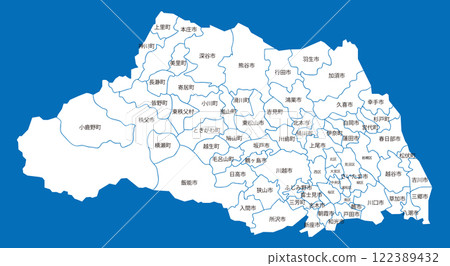 Dividable Saitama Prefecture map with ward, city, town and village names Dividable Saitama Prefecture map with ward, city, town and village names 122389432