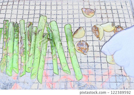 CG image illustration Asparagus and garlic 1 122389592
