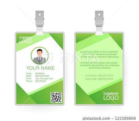 Id card, great design for any purposes. Flat vector. Flat design. Vector template design. Id card, great design for any purposes. Flat vector. Flat design. Vector template design. 122389809
