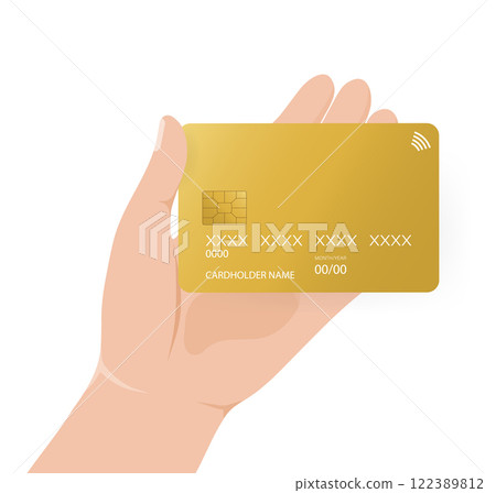 Credit card with hand, great design for any purposes. Bank card illustration. Online payment. Credit card with hand, great design for any purposes. Bank card illustration. Online payment. 122389812