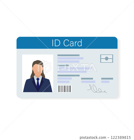 Id card, great design for any purposes. Flat vector. Flat design. Vector template design. 122389815