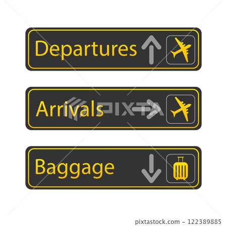 Yellow departure arrivals. Departure arrivals, great design for any purposes. Banner design. Vector illustration. 122389885