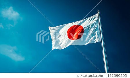 振翼反對藍天的日本旗子 122390295