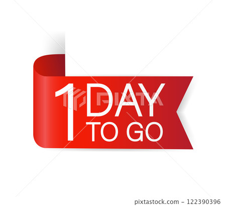 1 day to go red Label. Red web ribbon isolated on white background. Vector stock illustration. 1 day to go red Label. Red web ribbon isolated on white background. Vector stock illustration. 122390396