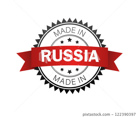 Grunge rubber stamp with text made in Russia, vector illustration. 122390397