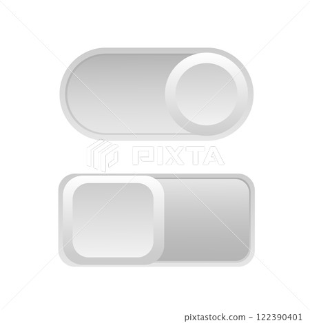 Toggle switch. On and Off. On white background. Vector illustration. 122390401