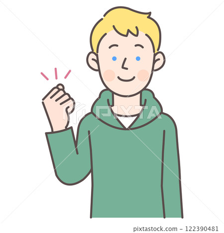 Caucasian man posing with fist 122390481