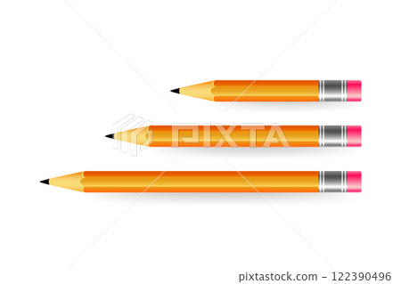 Pencils various length on white background. Variations of pencils. Vector illustration. 122390496