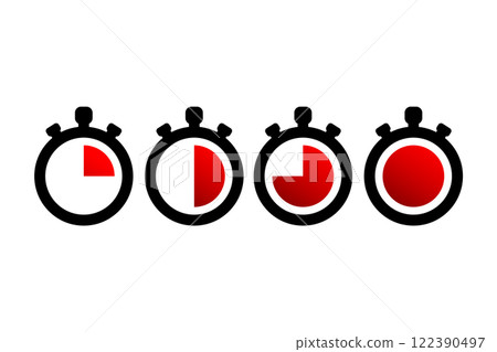 Timer icons. Stopwatch symbols. Flat icons on white background. Vector illustration. 122390497