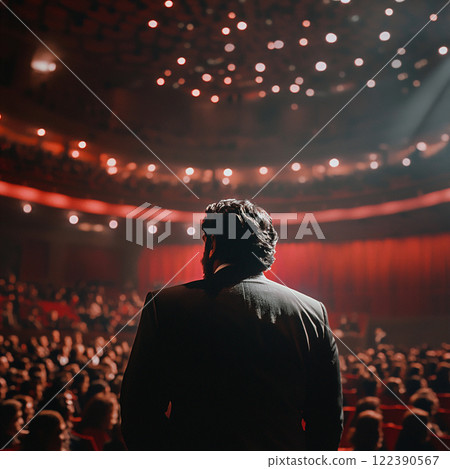 演講者在劇院向觀眾發表演講 122390567
