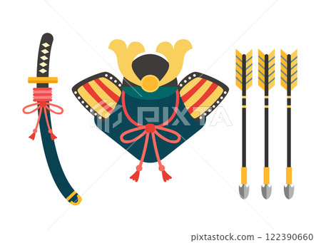 兒童節頭盔、劍和箭矢量圖 兒童節頭盔、劍和箭矢量圖 122390660