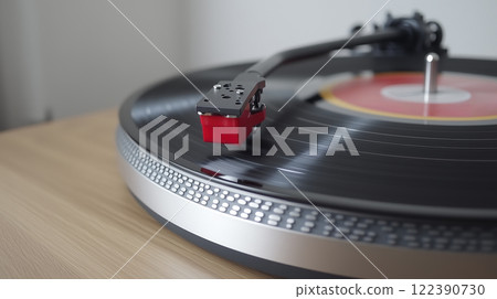 Old-fashioned turntable record player. AI-generated item Old-fashioned turntable record player. AI-generated item 122390730