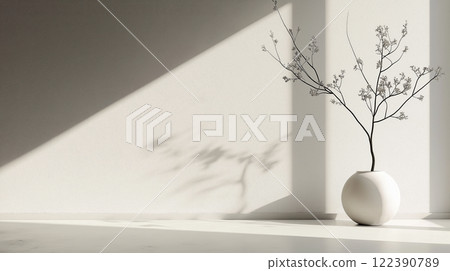 Minimalist interior photo with copy space. AI-generated item Minimalist interior photo with copy space. AI-generated item 122390789
