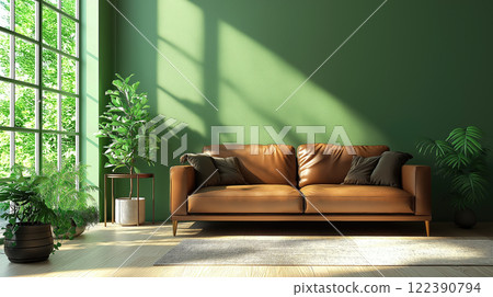 Modern stylish living room interior with copy space. AI-generated item 122390794