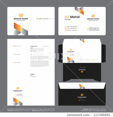 Letterhead Business Card Visit Card Envelope Aluminum Sheets Industry Egg Yellow Black 122390892