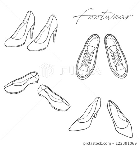 手繪線圖插圖套鞋 手繪線圖插圖套鞋 122391069