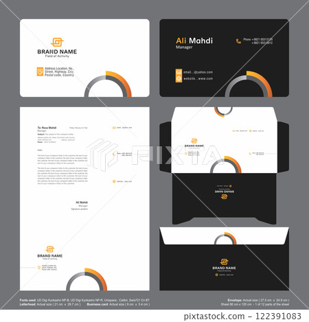 Letterhead Business Card Visit Card Envelope Retrofit Industry Egg Yellow Molds Black 122391083