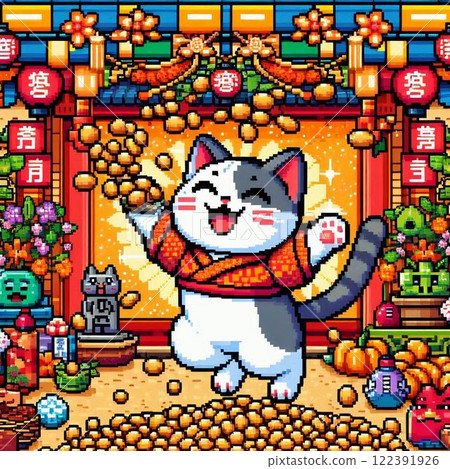 Cat throwing beans Cat throwing beans 122391926