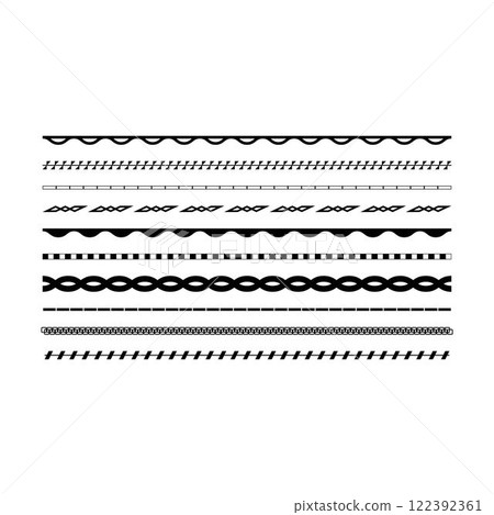 Border frame icon, divider horizontal line vector shape icon for decorative vintage doodle element for design in vector illustration 122392361