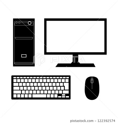 Simple illustration set of desktop computer 122392574