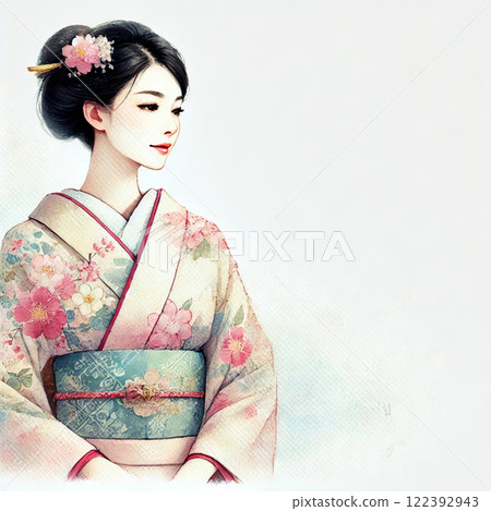 穿著和服的美女 穿著和服的美女 122392943