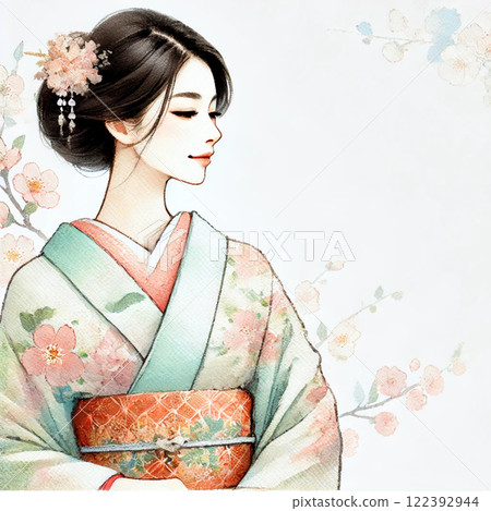 穿著和服的美麗女人 122392944