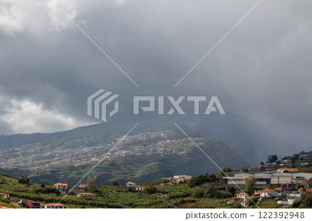 Mountain with a rainy cloud, Funchal, Madeira 122392948