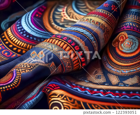 Fabric background image material: Colorful ethnic patterns Fabric background image material: Colorful ethnic patterns 122393051