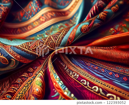 Fabric background image material: Colorful ethnic patterns 122393052