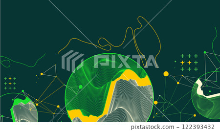 Trendy abstract wireframe background. Modern science or technology art elements. Surface illustration inside circles 122393432