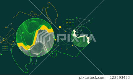Trendy abstract wireframe background. Modern science or technology art elements. Surface illustration inside circles Trendy abstract wireframe background. Modern science or technology art elements. Surface illustration inside circles 122393433
