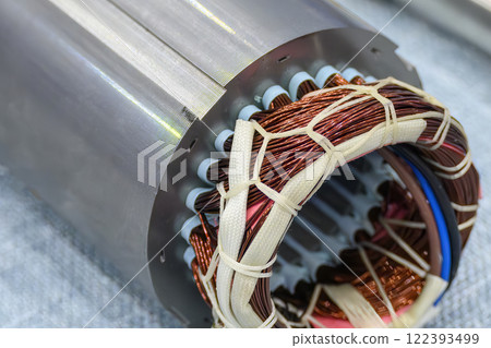 Close up scene the stator parts for electric motor. 122393499