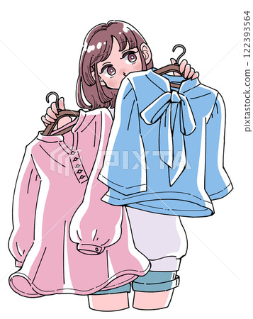 Illustration of a girl getting dressed Illustration of a girl getting dressed 122393564