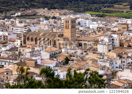 Townscape of Felanitx, Majorca, Mallorca, Balearic Islands, Spain, Europe, with view to St Michael's church (Sant Miguel) 122394026