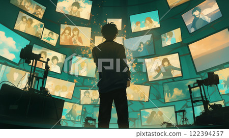 Network structure and businesswoman network image Network structure and businesswoman network image 122394257