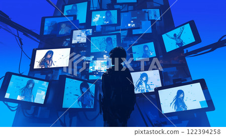 Network structure and businesswoman network image 122394258