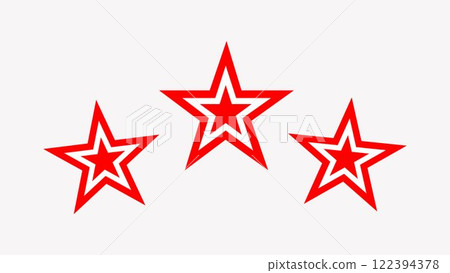 Red star icon on white background.Three stars on white background. Vector illustration. Red star icon on white background.Three stars on white background. Vector illustration. 122394378
