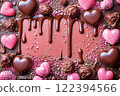 Melted chocolate and pink background 122394566
