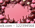 Melted chocolate and pink background 122394568