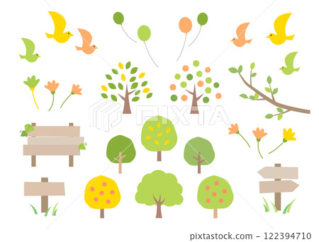 A stylish and cute icon set for the season of fresh greenery. 122394710