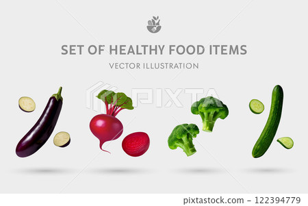 eggplant, beet, broccoli 122394779