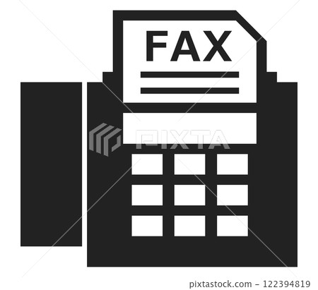 Illustration of a fax machine used for sending and receiving business communications and documents over telephone lines 122394819