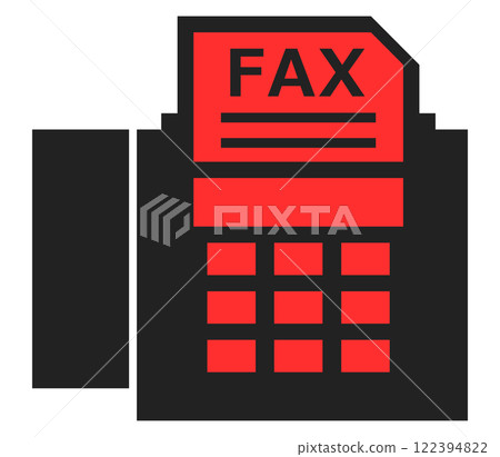 Illustration of a fax machine used for sending and receiving business communications and documents over telephone lines 122394822
