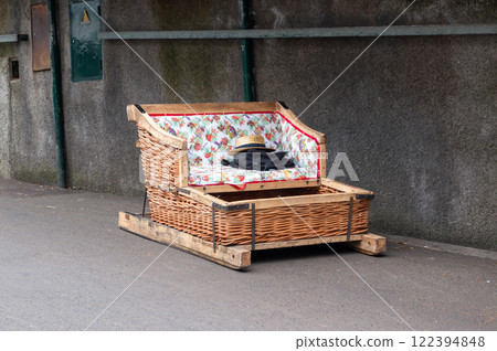 Sledges ready for a ride down the hill, Funchal, Madeira 122394848