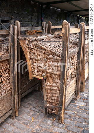Sledges ready for a ride down the hill, Funchal, Madeira 122394849