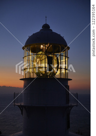 Cape Muroto Lighthouse stands with the deep blue ocean as its backdrop 122395164