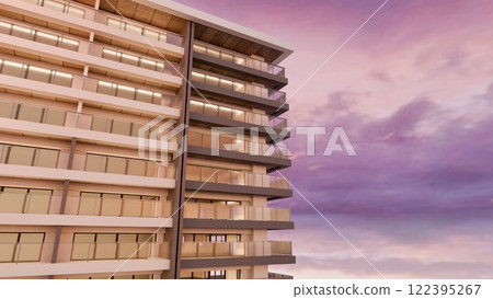 Apartment bathed in the sunset 122395267