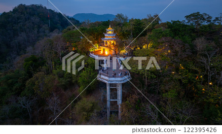 Aerial view of scenery Khao Rang viewpoint at twilight. Aerial view of scenery Khao Rang viewpoint at twilight. 122395426