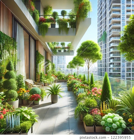露台被綠色植物包圍 122395955
