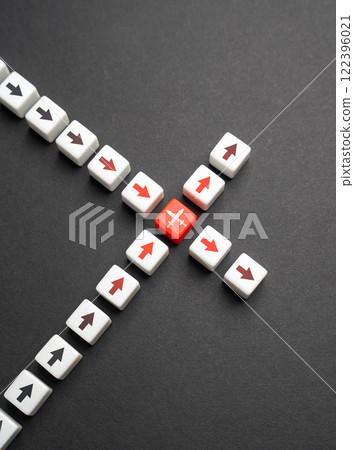 Intersection of interests and heated conflict. Diplomacy, negotiations. Balancing conflicting priorities is essential for fostering collaboration, innovation, and progress 122396021
